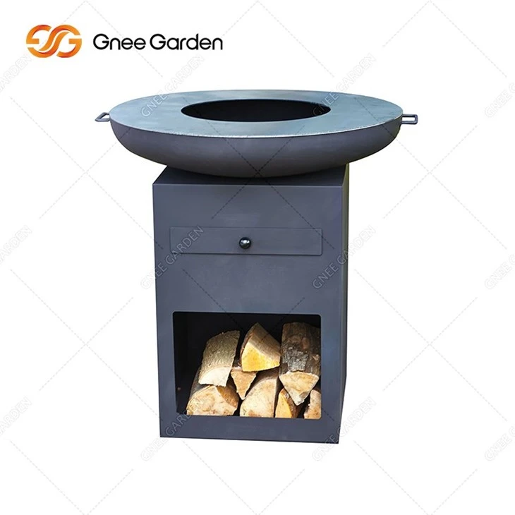 Corten Steel Black BBQ Fire Pit Table