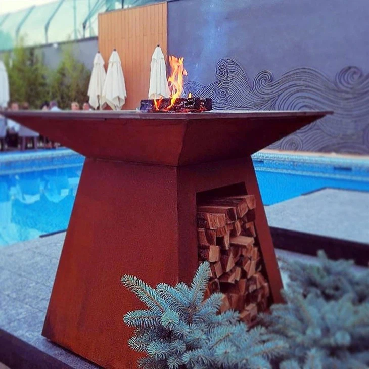 Corten Steel Fire Pit Heavy Duty BBQ Grill