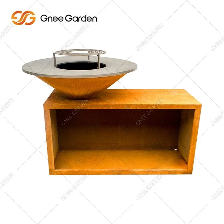 corten steel Rectangular fire pit bbq（1）