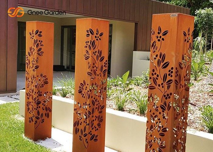Garden Luxury Outdoor Rectangular Corten Steel Waterproof Light Bollard