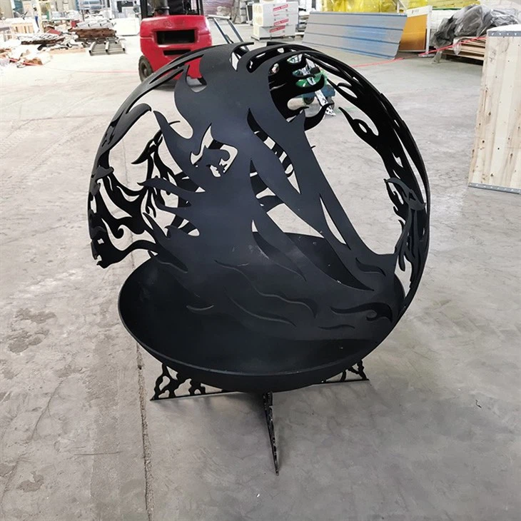 Laser Cut Unique Design Fire Globe Bowl Wood Burning Corten Steel Fire Ball