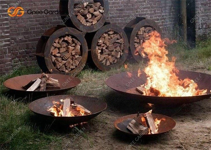 Outdoor Charcoal BBQ Grill Metal Grills Garden Kitchen Corten Steel Fire Pit Barbeque