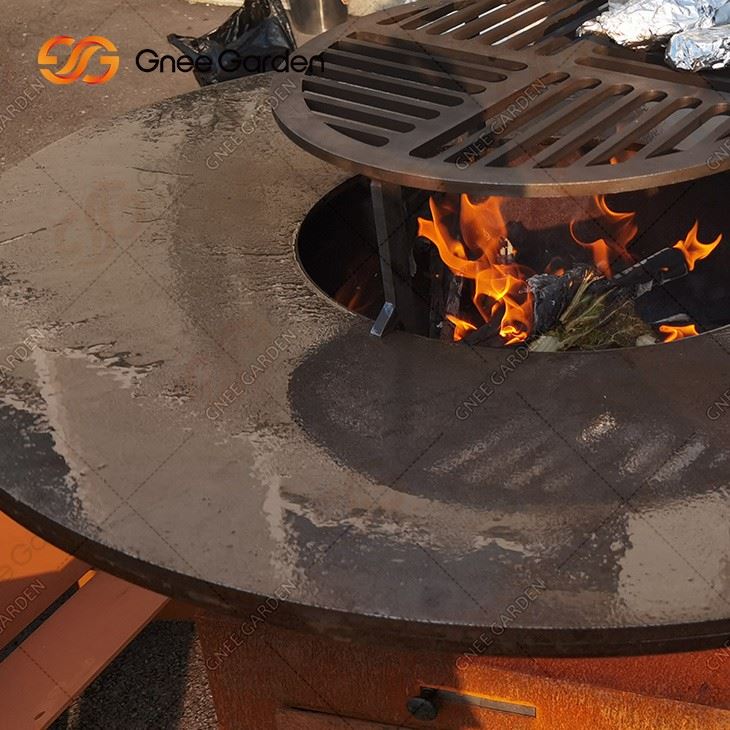 Outdoor Tank-type Corten Steel Barbecue Grill Portable Corten Barbecue Grill