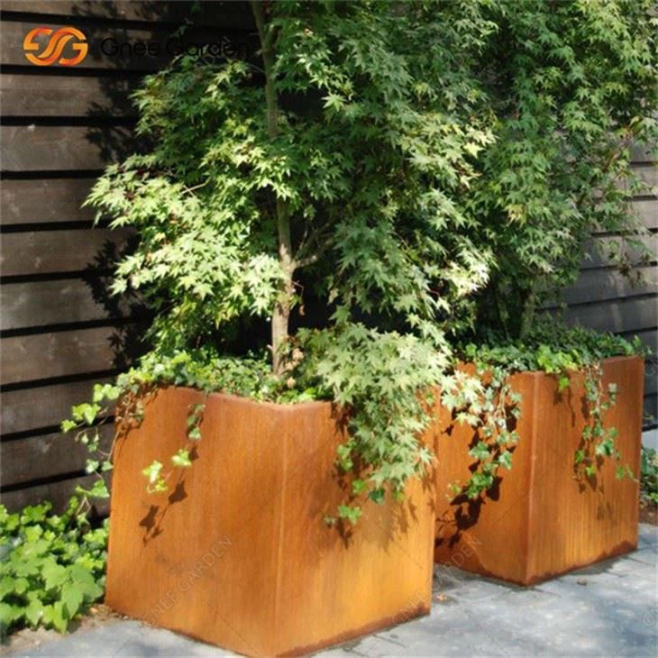 Rustic Corten Steel Garden Flowerpot Outdoor