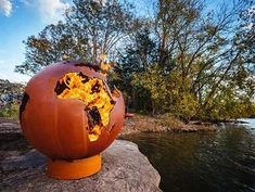 آؤٹ ڈور ہیٹنگ راؤنڈ فائر پٹ باؤلز آنگن کورٹین اسٹیل فائر باؤل