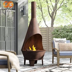 بیرونی لکڑی جلانے والی فری اسٹینڈنگ کارٹین فائر پلیس