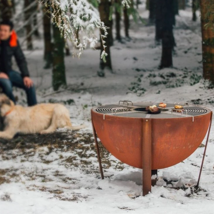Wood Burning Fireplace Stoves Outdoor Corten Steel Fire Pit BBQ Grill