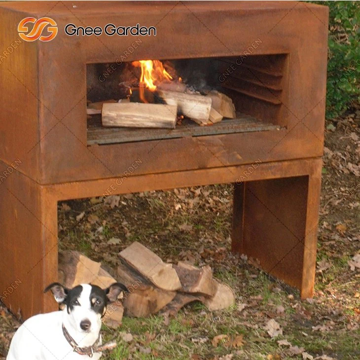 Corten Steel Outdoor Fireplace Wood Burning Chiminea
