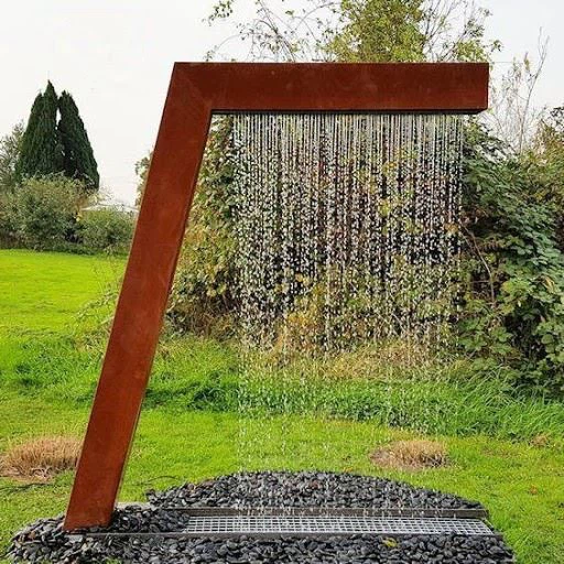 Factory Customize Garden Ornaments Steel Rain Curtain Outdoor Corten Steel Water Features