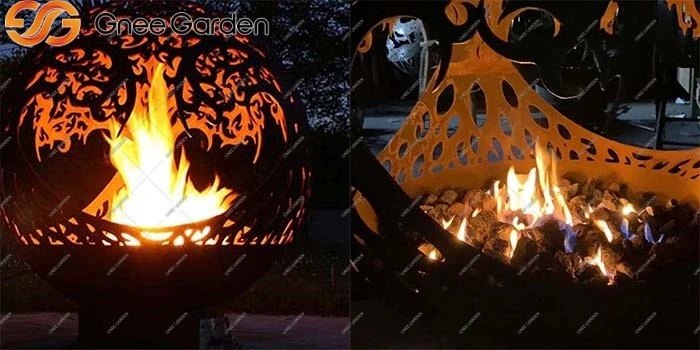 Corten Steel metal sphere fire pit Corten Steel metal sphere fire pit